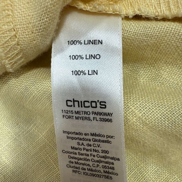 Chico’s yellow linen top - Picture 7 of 9
